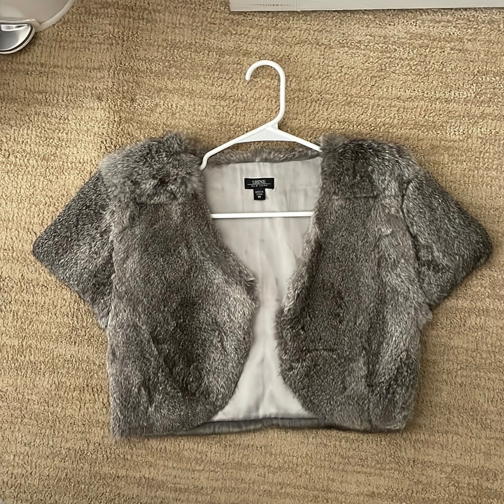 100% real rabbit fur bolero shrug